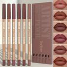 KIT Lápis Delineador Labial Fosco com 6 peças de longa duração Rosa