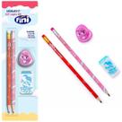 Kit lapis hb fini 2 lapis, apontador e borracha - leo & leo