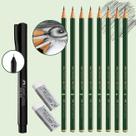 Kit Lápis para Desenho Profissional 8 un 9000 Faber Castell + Borracha Dust Free + Caneta Ponta Fina Fine Pen 0.4 Faber