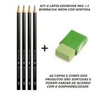 Kit lapis preto n2 redondo 4un + 1 borracha neon - faber