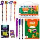 Kit Lapis Tema Harry Potter + 12 Canetinhas + 12 Giz de cera Color Gel + Apontador + Borracha