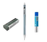 Kit Lapiseira Spark 0.7mm Azul Metálico + Grafite + Borracha