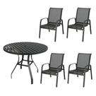 Kit Las Vegas 4 Cadeiras + 1 Mesa Aluminio ripado 0,90 Ø Área Externa Tela Sling