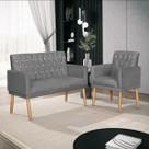Kit Lauren Namoradeira + Poltrona Decorativa para Sala de Estar Cinza