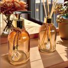 Kit Lavabo Ambar Completo De Vidro Luxo Difusor Saboneteira Banheiro Premium