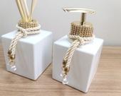 Kit Lavabo Aromatizador Sabonete Líquido Difusor Aromatizador-Jogo para Banheiro-Organizadores-Decoração Casa- Dourado Com Strass Luxo