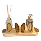 Kit Lavabo + Bandeja Bambu + Borboleta Ágata Natural - 4 pc Kit Lavabo + Bandeja Bambu + Borboleta Ágata Natural - 4 pc