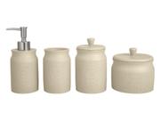 Kit Lavabo Banheiro 4 Peças Dispenser Sabonete Liquido Porta Algodão Cimento Multiuso Objetos Escova
