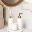 Kit Lavabo Banheiro Com Bandeja Luxo Saboneteira Aromatizador E Porta Cotonetes Artesanal