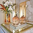 Kit Lavabo Banheiro Completo Ambar Decoração Prata Vidro Super Luxo Presente Ambar