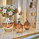 Kit Lavabo Banheiro Completo Vidro Super Luxo Presente Ambar