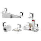 kit lavabo banheiro cromado ventosa 05 peças Future gancho kit lavabo banheiro cromado ventosa 05 peças Future gancho