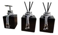 Kit Lavabo Banheiro Difusor Porta Sabonete Preto 3 Peças