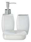 Kit Lavabo Banheiro Dispenser Líquido Porcelana Saboneteira