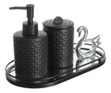 Kit Lavabo Banheiro Luxo Dispensar Líquido Bandeja Higiene