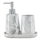 Kit Lavabo Banheiro Luxo Marmorizado Dispenser Líquido Bandeja 482