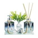 Kit Lavabo Banheiro Luxo Porta Sabonete Aromatizador Vidro Rubi Saboneteira C/ Bandeja - Cores