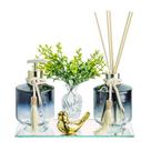 Kit Lavabo Banheiro Luxo Porta Sabonete Aromatizador Vidro Rubi Saboneteira C/ Bandeja - Cores