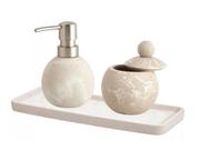 Kit Lavabo Banheiro Porta Sabonete Algodão Bandeja Luxo 3 Pç