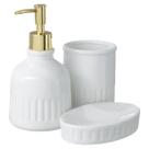 Kit Lavabo Banheiro Porta Sabonete Líquido Escova Conjunto Acessórios Luxo Cerâmica 145 Kit Lavabo Banheiro Porta Sabonete Líquido Escova Conjunto Acessórios Luxo Cerâmica 145