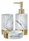 Kit Lavabo Banheiro Saboneteira Líquida Porcelana Luxo Pia