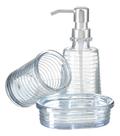 Kit Lavabo Banheiro Vidro Porta Sabonete Líquido Escova Pia