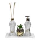 Kit Lavabo Cintura Vidro Sabonete Difusor 230ml Bandeja Luxo Kit Lavabo Cintura Vidro Sabonete Difusor 230ml Bandeja Luxo
