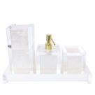 Kit lavabo com 4 peças Luxo Acrílico Pérola Com Dourado