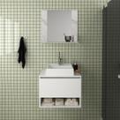 Kit Lavabo com Espelho e Cuba Branco Mármore Branco Tecno Mobili
