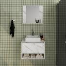 Kit Lavabo com Espelho e Cuba Mármore Branco Tecno Mobili Kit Lavabo com Espelho e Cuba Mármore Branco Tecno Mobili