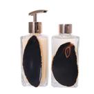 Kit Lavabo Com Pedra Natural Em Ágata Preta Banhada