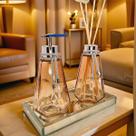 Kit Lavabo Completo Ambar Com Bandeja Vidro Super Luxo Decoração Difusor Banheiro Presente Casamento