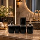 Kit Lavabo Completo Banheiro Luxo Premium 4 Peças Preto