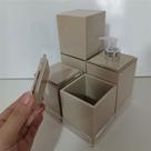 Kit lavabo completo com 5 peças luxo premium acrílico porta escovas dispenser