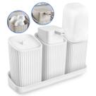 Kit Lavabo Completo Com Bandeja Decoração Banheiro Dispenser Porta Escovas Algodão Kit Lavabo Completo Com Bandeja Decoração Banheiro Dispenser Porta Escovas Algodão