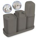 Kit Lavabo Completo Com Bandeja Decoração Banheiro Dispenser Porta Escovas Algodão Kit Lavabo Completo Com Bandeja Decoração Banheiro Dispenser Porta Escovas Algodão