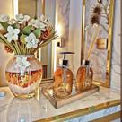 Kit Lavabo Completo Luxo Ambar Decoração Banheiro Presente Decoração Kit Lavabo Completo Luxo Ambar Decoração Banheiro Presente Decoração