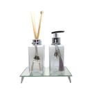 Kit lavabo cristal branco com bandeja Kit lavabo cristal branco com bandeja