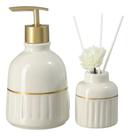 Kit Lavabo Difusor Banheiro Porcelana Dispenser Líquido Luxo