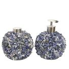 Kit Lavabo Difusor e Saboneteira Pontas de Quartzo Bruto Azul e Prata