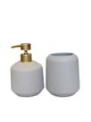 Kit Lavabo Em Cimento Cinza E Dourado (2 peças) - Mart