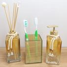 Kit Lavabo Jogo Banheiro Saboneteira Porta Sabonete Líquido Porta Escova Dentes Pincel Maquiagem Aromatizador Difusor-Organizadores-Dourado