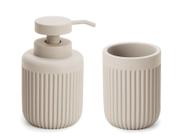 Kit lavabo luxo dispenser sabonete líquido porta escova