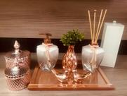Kit Lavabo Luxo Rose Gold Potes Aroma Sabonete Porta Escovas Kit Lavabo Luxo Rose Gold Potes Aroma Sabonete Porta Escovas
