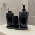 Kit Lavabo Luxo Sabonete Líquido C/ Porta Escovas e Aromatizante De Ambiente C/Bandeja