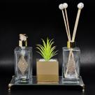Kit Lavabo Paris 250ml Difusor Sabonete Bandeja Vidro + Vaso