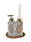 Kit Lavabo + Platter De Pedra Natural Em Ágata Natural - 3pc