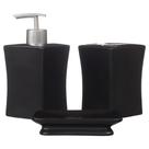 Kit Lavabo Porta Sabonete Líquido Banheiro Porta Escova Saboneteira Black 106