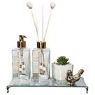 Kit Lavabo Premium 2 Frascos Bandeja Luxo Vasinho Passarinho