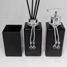 Kit lavabo preto brilhante 250ml + porta escova de vidro Kit lavabo preto brilhante 250ml + porta escova de vidro